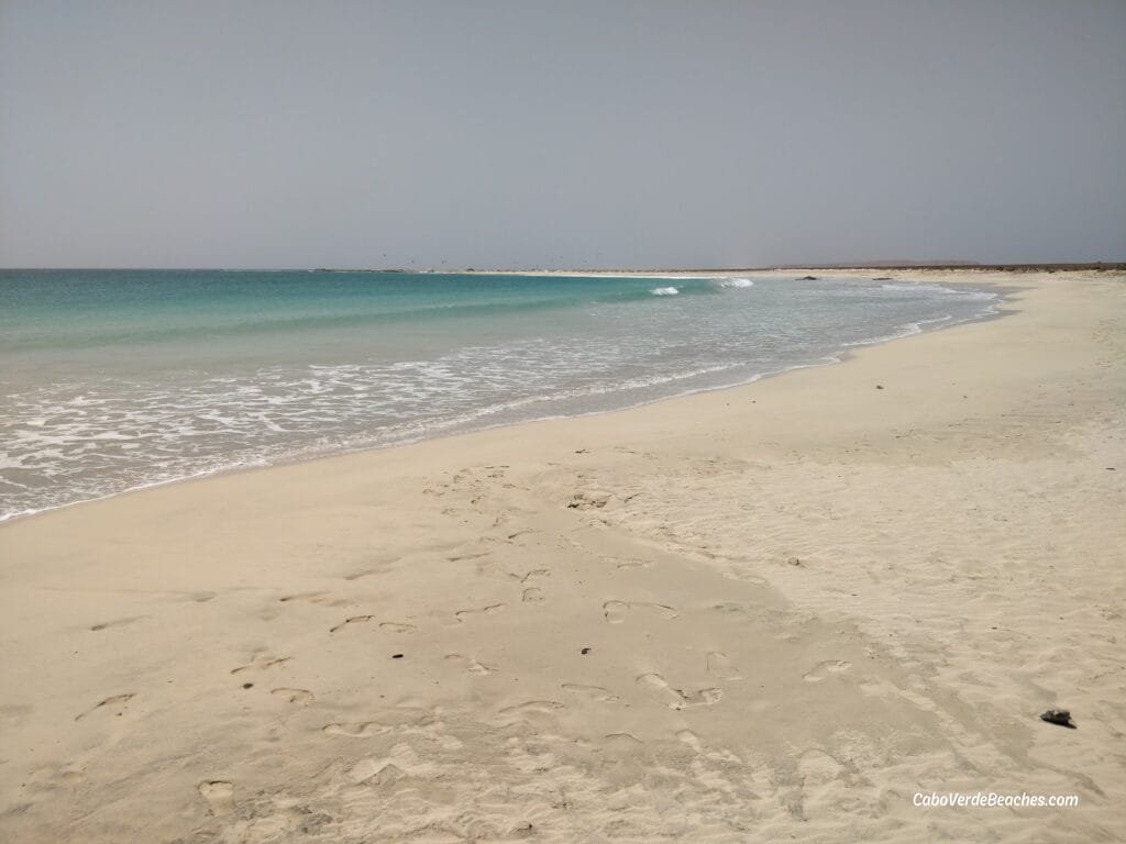 Pristine, uncrowded landscape of Praia de Abrabas, showcasing the raw natural beauty and golden sands of the remote beach in Boa Vista.