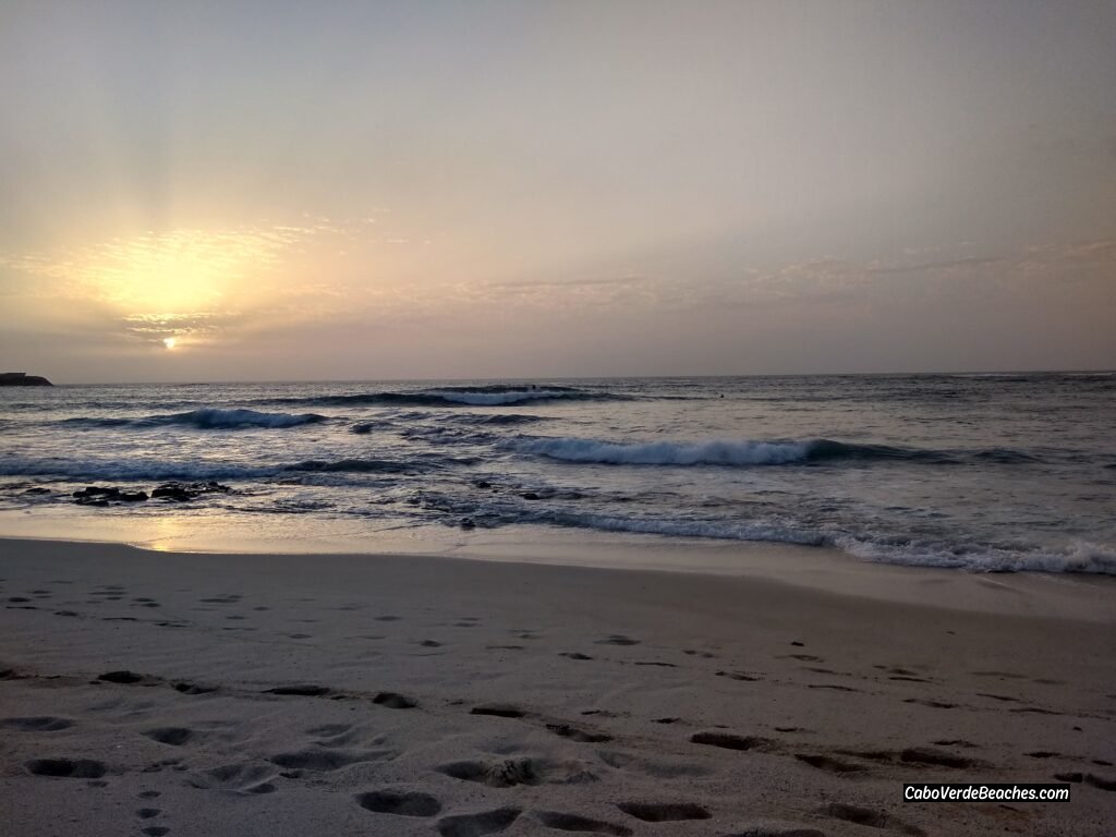 Picturesque view of Cabral Beach, Boa Vista, with golden sands meeting the clear blue ocean, near the Barceló Marine Boa Vista resort.