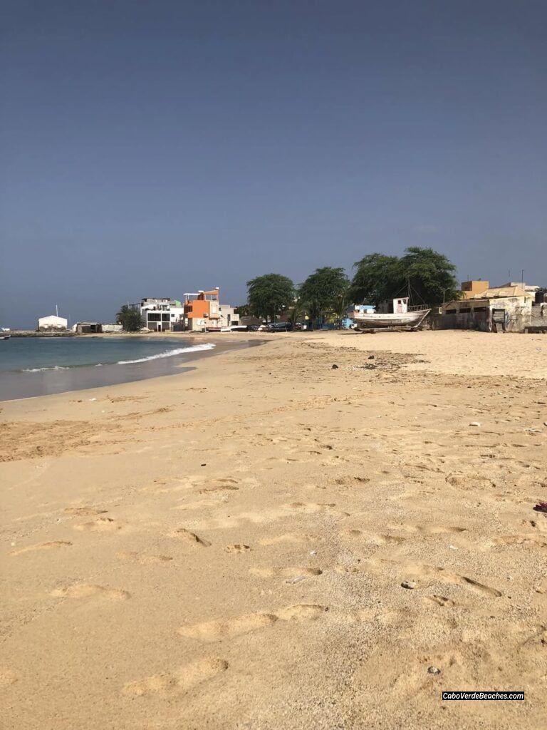 Peaceful golden sands and crystal-clear water at Praia Diante, ideal for swimming and a relaxing beach walk near Sal-Rei, Cape Verde